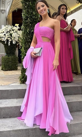 Soft One-shoulder Sleeveless A-line Jersey Long Prom Dresses For Party, PG1004