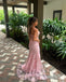 Sparkly Pink Sweetheart Mermaid Side Slit Long Prom Dress Ideas, Evening Party Dresses , PG1034