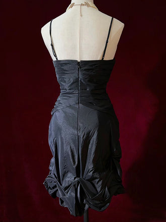 Sexy Spaghetti Strap Sleeveless Short Mermaid Satin Homecoming Dresses For Party, PGH281