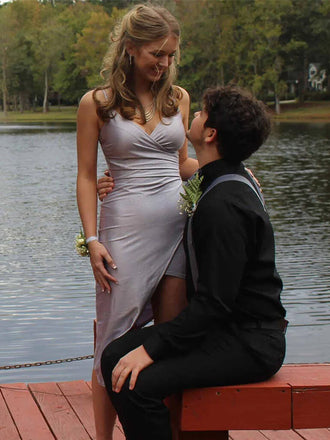 Sexy Spaghetti Strap Sleeveless Satin Mermaid Homecoming Dresses For Party, PGH337