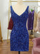 Sexy V-neck Sleeveless Short Sequin Mermaid Homecoming Dresses For Party, PGH189