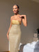 Gorgeous Sweetheart Sleeveless Mermaid Champagne Long Prom Dresses For Party, PG494