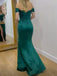 Sexy Off-shoulder Sleeveless Mermaid Satin Long Prom Dresses With Trailing For Party, PG301