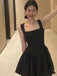 Elegant Square Sleeveless A-line Satin Black Homecoming Dresses For Party, PGH349