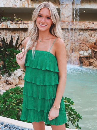 Simple Spaghetti Strap Sleeveless Chiffon Short A-line Homecoming Dresses For Party, PGH181