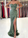 Sexy Sweetheart Sleeveless Mermaid Satin Long Prom Dresses For Party, PG457