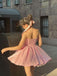 Cute V-neck Sleeveless A-line Satin Homecoming Dresses For Party, PGH473