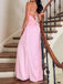 Simple Spaghetti Strap Sleeveless A-line Satin Long Prom Dresses For Party, PG309
