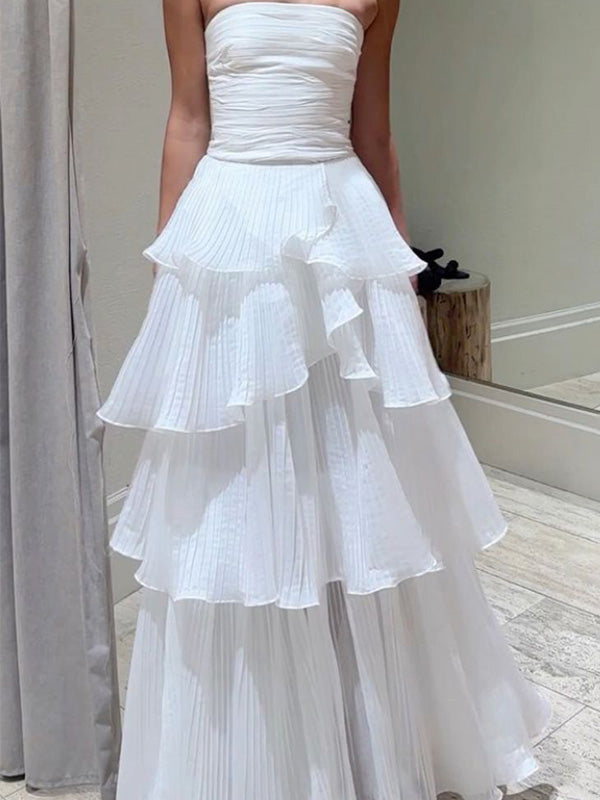 Cute Sweetheart Sleeveless A-line Tulle Ruffles Long Prom Dresses For Party, PG429