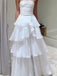 Cute Sweetheart Sleeveless A-line Tulle Ruffles Long Prom Dresses For Party, PG429