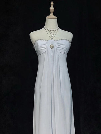 Simple Sweetheart Sleeveless A-line Chiffon Long Prom Dresses For Party, PG277