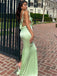Soft Spaghetti Strap Sleeveless Mermaid Satin Long Prom Dresses For Party, PG487