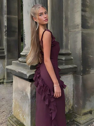 Soft Spaghetti Strap Sleeveless Mermaid Satin Long Prom Dresses For Party, PG603