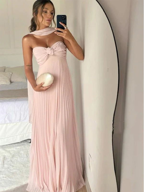 Soft Sweetheart Sleeveless A-line Chiffon Long Prom Dresses For Party, PG635