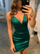 Sexy Spaghetti Strap V-neck Sleeveless Short Mermaid Satin Homecoming Dresses For Party, PGH289