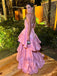 Elegant Sweetheart Sleeveless A-line Satin Pink Long Prom Dresses For Party, PG563