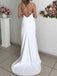 Sexy V-neck Sleeveless Mermaid Crepe Long Prom Dresses With Slit For Party, PG357