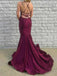 Sexy V-neck Sleeveless Mermaid Long Prom Dresses With Trailing For Party, PG177