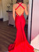 Sexy Halter Strap V-neck Mermaid Sleeveless With Trailing Long Prom Dresses For Party, PG121