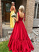 Formal Spaghetti Strap Sleeveless A-line Satin Long Prom Dresses For Party, PG511