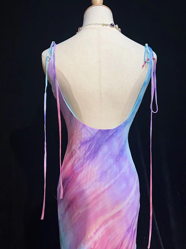 Elegant Spaghetti Strap Sleeveless Mermaid Chiffon Long Prom Dresses For Party, PG297