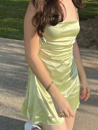 Sexy Spaghetti Strap Sleeveless Mermaid Satin Homecoming Dresses For Party, PGH429