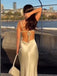 Soft Spaghetti Strap Sleeveless Mermaid Satin Long Prom Dresses For Party, PG691