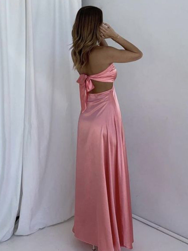 Soft Sweetheart Sleeveless Mermaid Satin Long Prom Dresses For Party, PG668