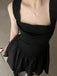 Elegant Square Sleeveless A-line Satin Black Homecoming Dresses For Party, PGH349