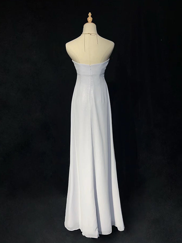 Simple Sweetheart Sleeveless A-line Chiffon Long Prom Dresses For Party, PG277