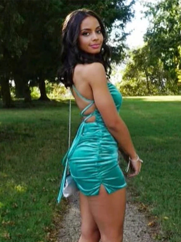 Sexy Spaghetti Strap Sleeveless Short Mermaid Velvet Homecoming Dresses For Party, PGH233