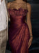 Elegant Spaghetti Strap Sleeveless Mermaid Satin Long Prom Dresses For Party, PG619