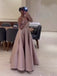 Formal Gown Full Sleeve A-line Satin Long Prom Dresses For Party, PG479