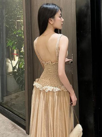 Elegant Scoop Sleeveless Mermaid Chiffon Long Prom Dresses For Party, PG643