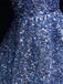 Shiny Spaghetti Strap Sleeveless A-line Sequin Short Homecoming Dresses For Party, PGH381