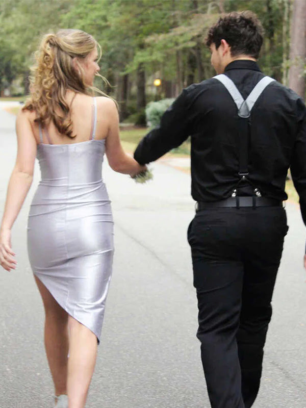 Sexy Spaghetti Strap Sleeveless Satin Mermaid Homecoming Dresses For Party, PGH337