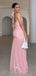 Sexy Halter Sleeveless Mermaid Chiffon Long Prom Dresses For Party, PG798