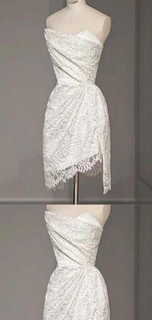 Elegant Sweetheart  Sleeveless Mermaid Short White Homecoming Dresses With Detachable Trailing, PGH02