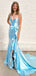 Sexy Spaghetti Strap V-neeck Sleeveless Mermaid Long Prom Dresses With Trailing For Party, PG169