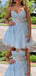 Sexy Spaghetti Strap Lace Sleeveless Short A-line Homecoming Dresses For Party, PGH113