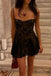 Sexy Spaghetti Strap Sleeveless A-line Black Homecoming Dresses For Party, PGH465