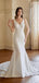 Sexy V-neck Sleeveless Mermaid White Long Wedding Dresses With Trailing, PGW16