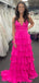 Elegant V-neck Spaghetti Strap Sleeveless A-line Long Prom Dresses For Party, PG205