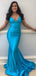 Sexy V-neck Mermaid Sleeveless With Trailing Long Prom Dresses For Party, PG113