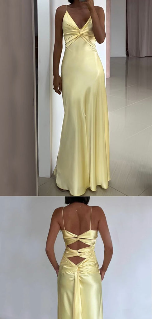 Soft Spaghetti Strap Sleeveless Mermaid Satin Long Prom Dresses For Party, PG631