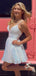 Shiny Spaghetti Strap V-neck Sleeveless Short Sequin A-line Homecoming Dresses For Party, PGH197