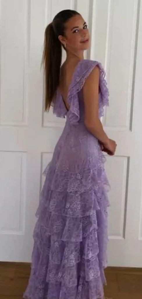 Cute V-neck Sleeveless Mermaid Tulle Long Prom Dresses For Party, PG657