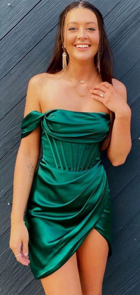 Sexy Off-shoulder Sleeveless Satin Mermaid Homecoming Dresses For Party, PGH341