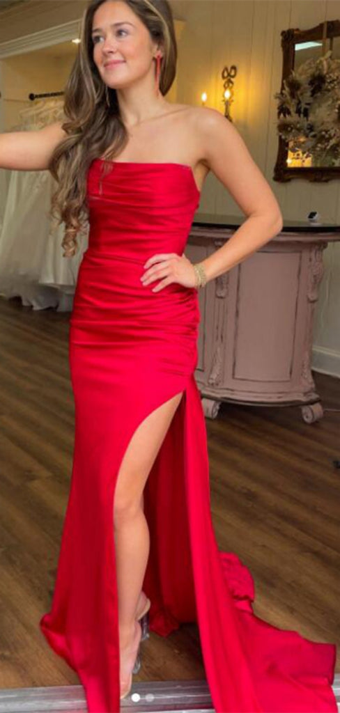 Sexy Sweetheart Sleeveless Mermaid With Side Slit Long Prom Dresses For Party, PG81