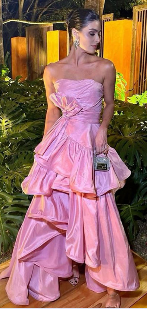 Elegant Sweetheart Sleeveless A-line Satin Pink Long Prom Dresses For Party, PG563